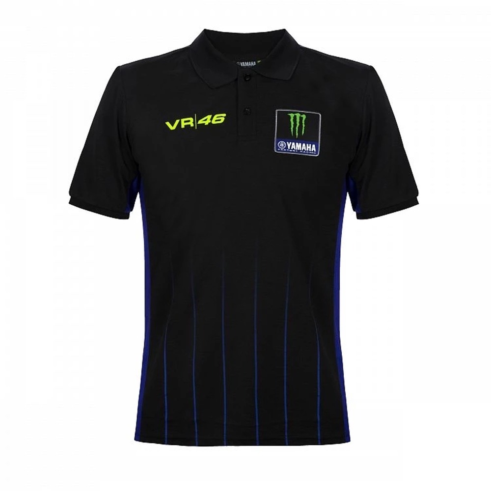 Yamaha VR46 Monster Energy Racing Polo Shirt Large Black Blue Valentino Rossi